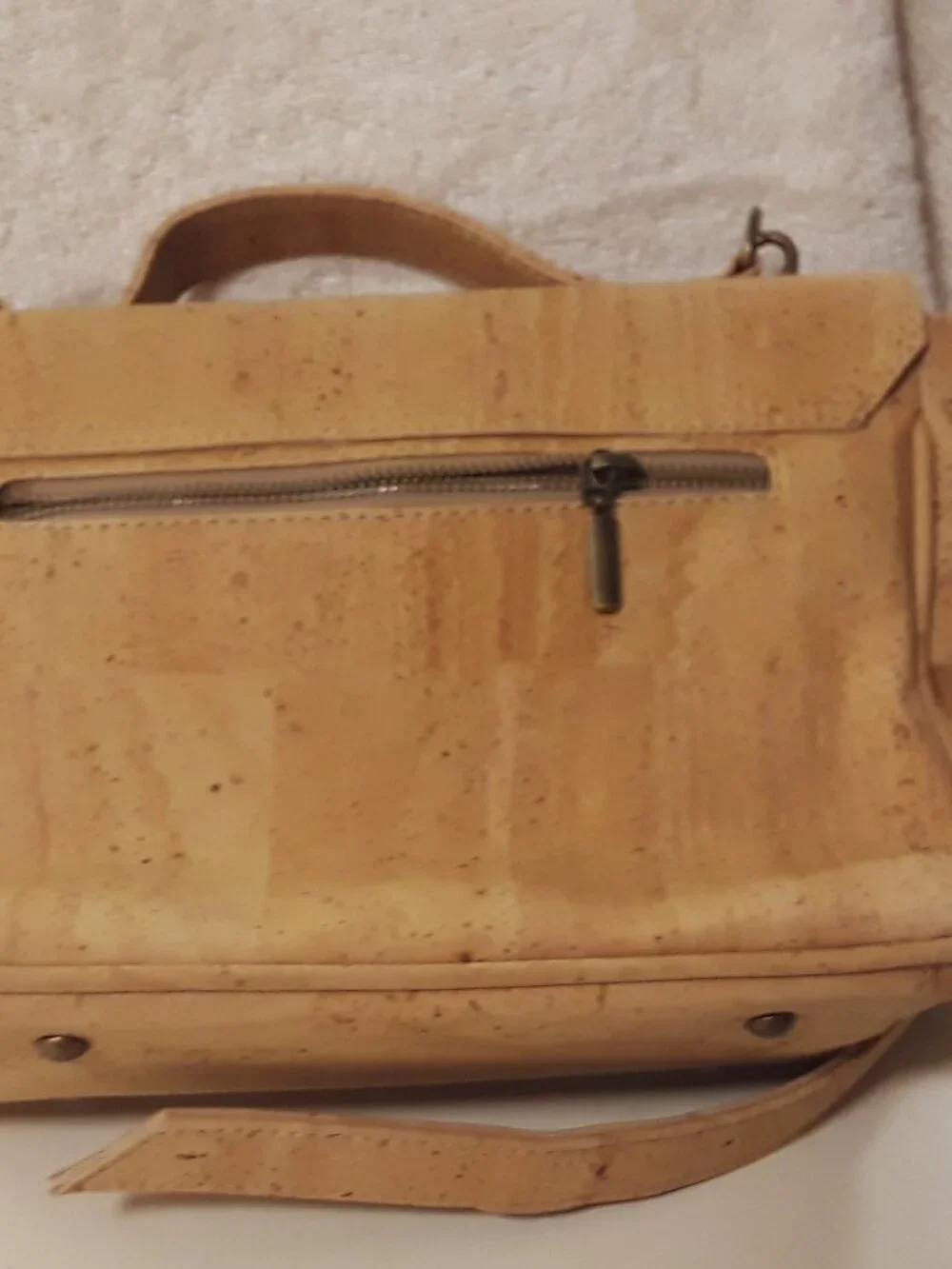 Natural Cork Portugal Convertible Satchel Crossbody Bag Top Handle and Strap EUC